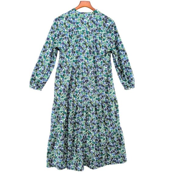 Aly Daly Floral Midi Dress Green Multicolor Long Sleeve Pleated Boho Size M - Picture 2 of 9